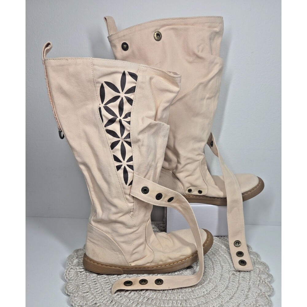 NEW Chintamani Alchemistry Flower of Life Beige Canvas Boot 37/6.5 COACHELLA VEG - Picture 4 of 16
